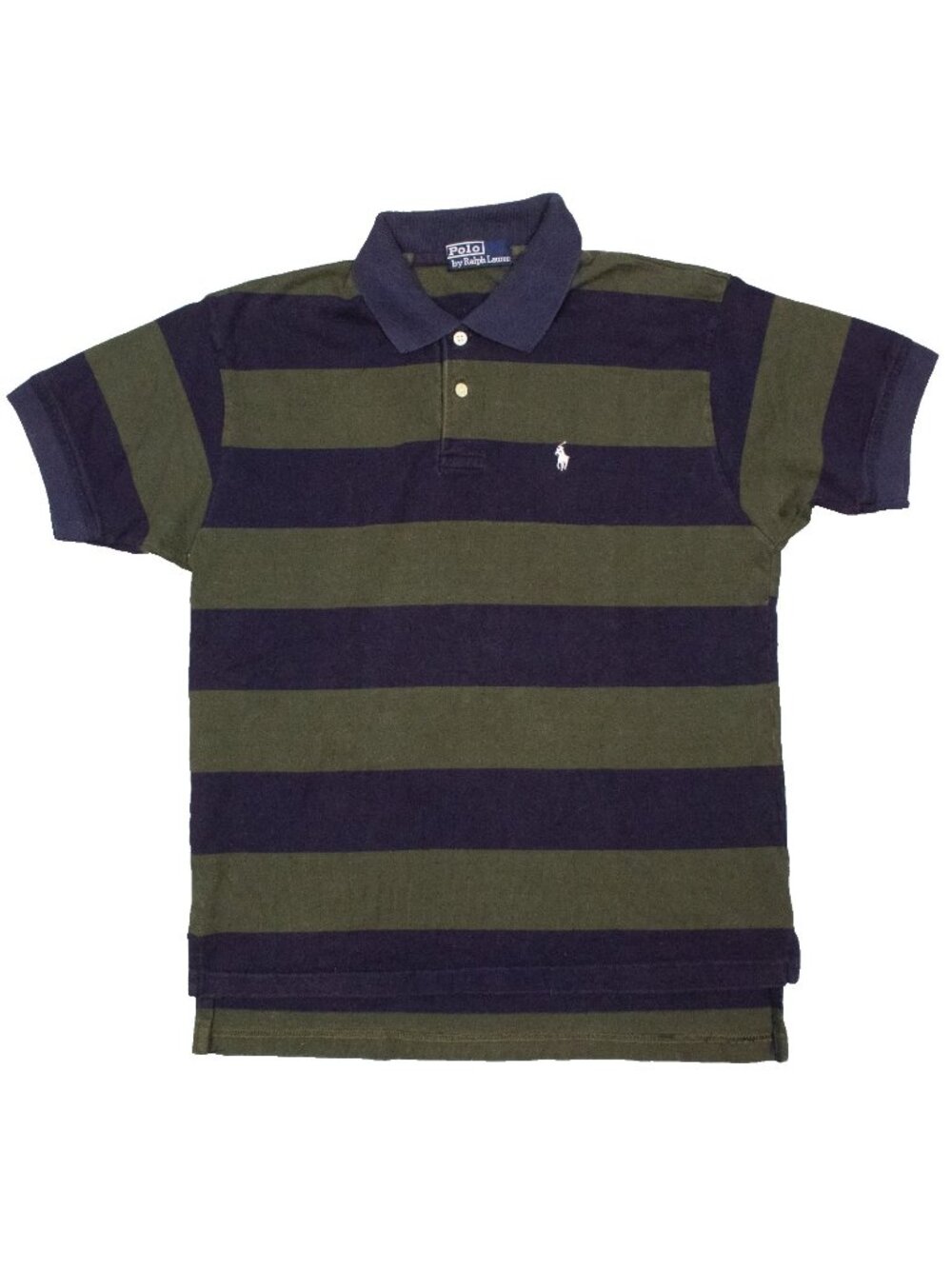 Vintage Polo Ralph Lauren Short Sleeve Shirt Striped Cotton Green / Blue Medium